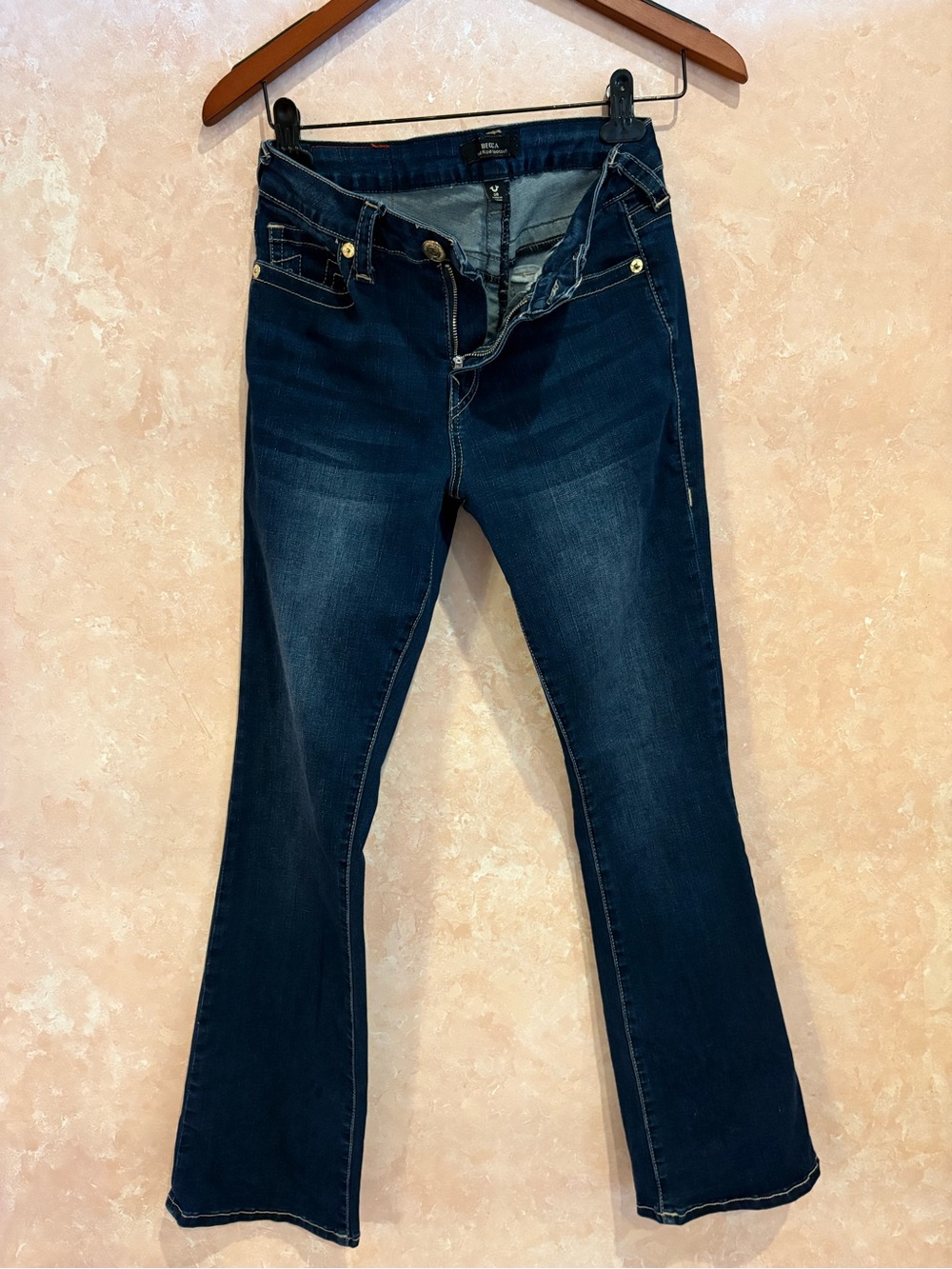 True Religion Indigo Flare Jeans with Subtle Whiskering